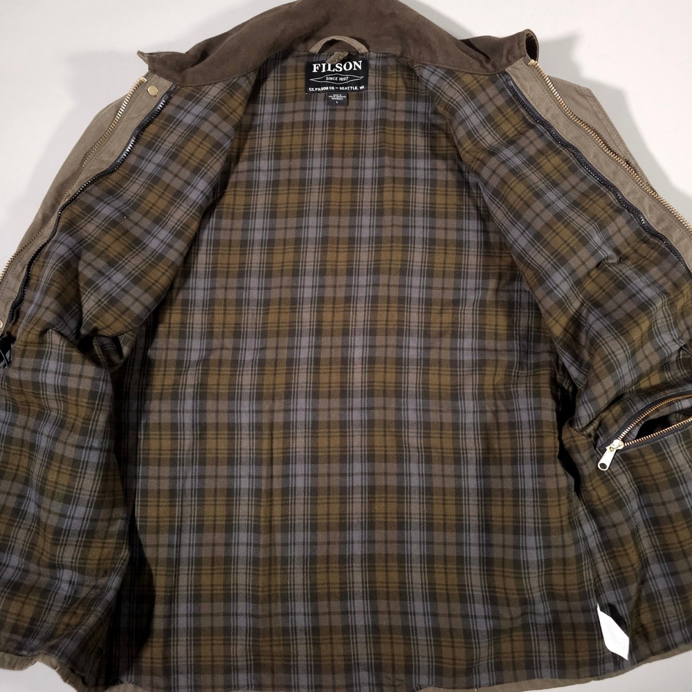 Filson Mile Marker Coat Mens L Otter Green Waxed Cotton Jacket 11010768 USA - Picture 2 of 9